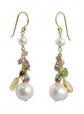 24 Karat Gold Plated 925 Sterling Silver Earrings With Citrine And Peridot