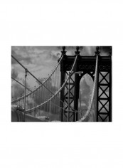 Manhattan Bridge Canvas Wall Art Black/Grey 14 x 19inch
