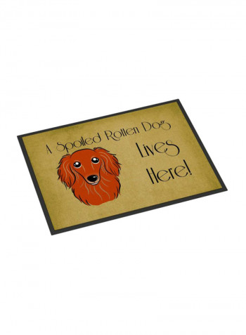 Longhair Dachshund Spoiled Dog Lives Here Indoor/Outdoor Mat Multicolour 11 x 14inch
