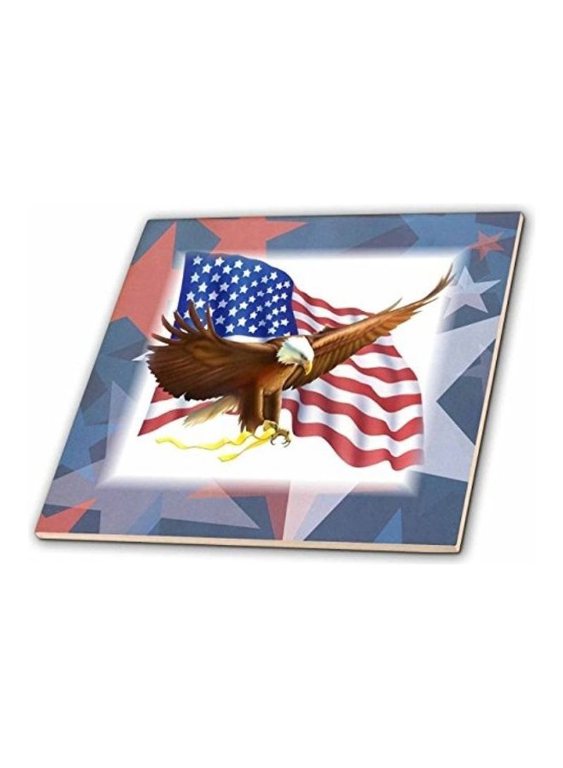 Bald Eagle on USA Flag on Stars Ceramic Tile Multicolour