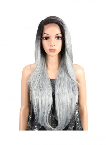 Lace Front Synthetic Wig Grey/Black 28inch