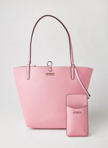 Logo Detailed Tote Pink