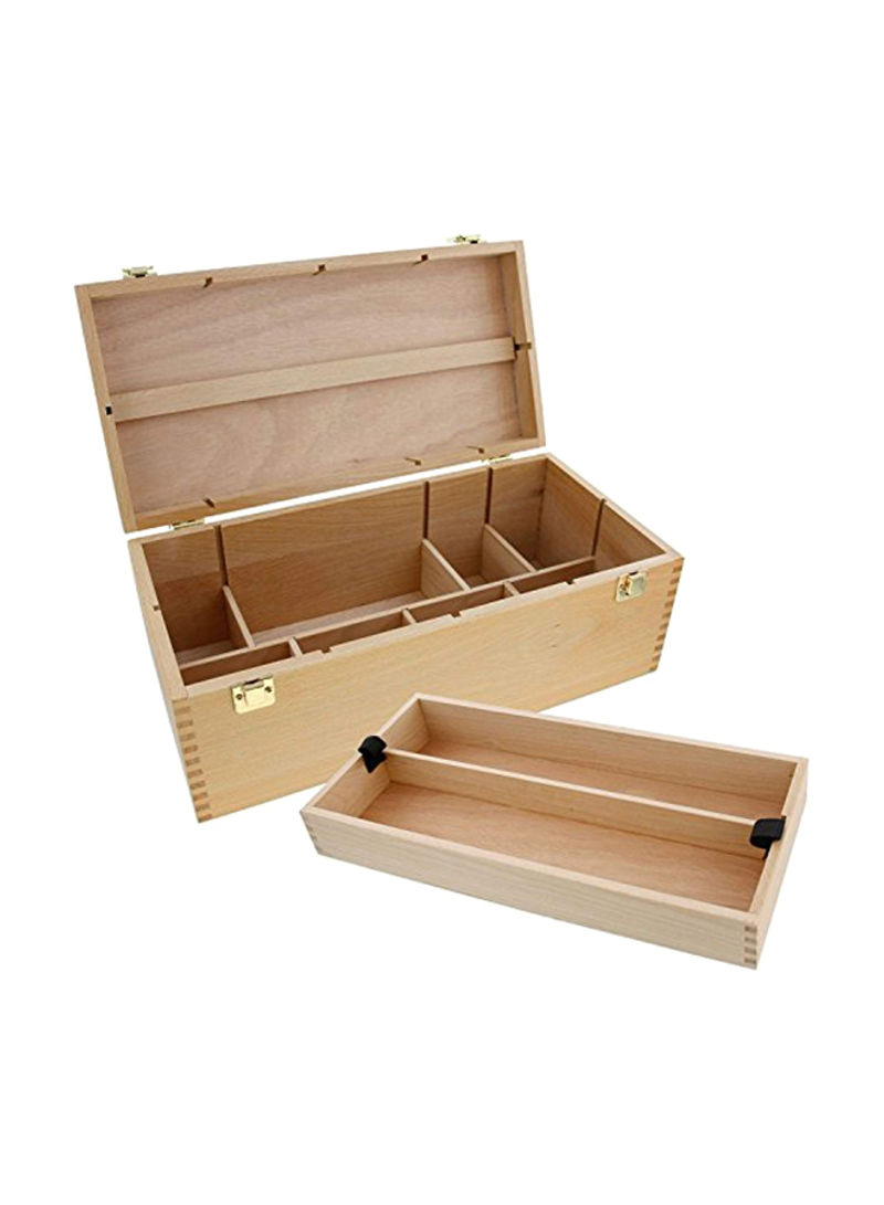Wooden Storage Box With Drawer Beige