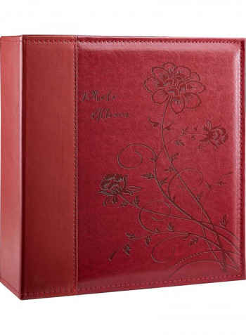 1000 Pockets Leather Photo Album Red
