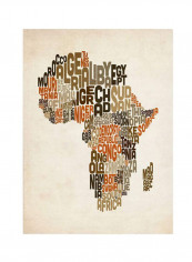 Africa Text Map Canvas Wall Art Multicolour 14 x 19inch