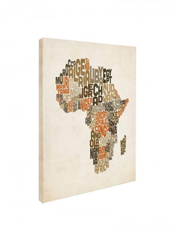 Africa Text Map Canvas Wall Art Multicolour 14 x 19inch