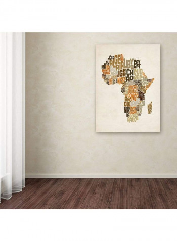 Africa Text Map Canvas Wall Art Multicolour 14 x 19inch