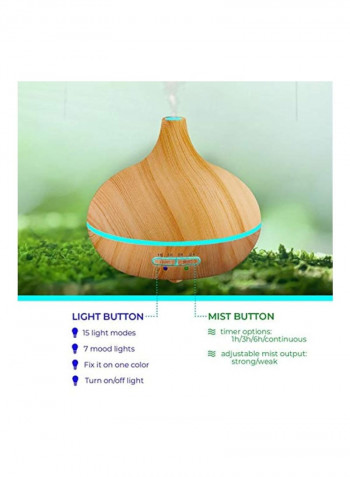 Ultimate Aromatherapy Diffuser & Essential Oil Set - Ultrasonic Diffuser & Top 10 Essential Oils - 300ml Diffuser with 4 Timer & 7 Ambient Light Settings Beige 300ml