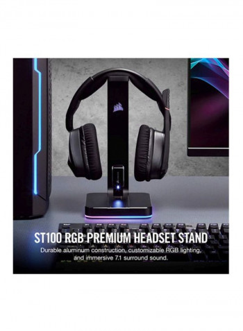 ST100 RGB Premium Headset Stand with 7.1 Surround Sound - Black