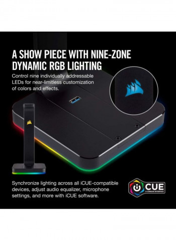 ST100 RGB Premium Headset Stand with 7.1 Surround Sound - Black