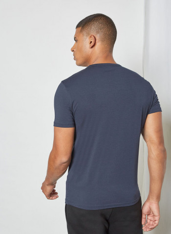 Basic Crew Neck T-Shirt (Pack of 2) White/Marine