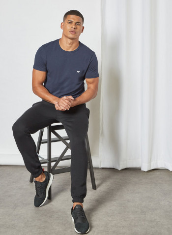 Basic Crew Neck T-Shirt (Pack of 2) White/Marine