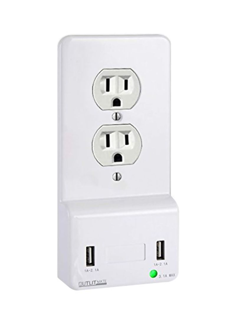 Wall Mount Power Outlet Plate White 3.1x6.8x1.3inch