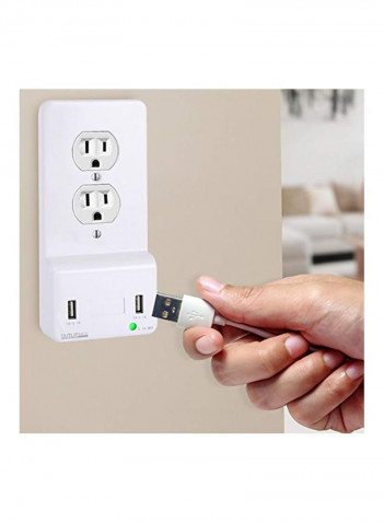 Wall Mount Power Outlet Plate White 3.1x6.8x1.3inch