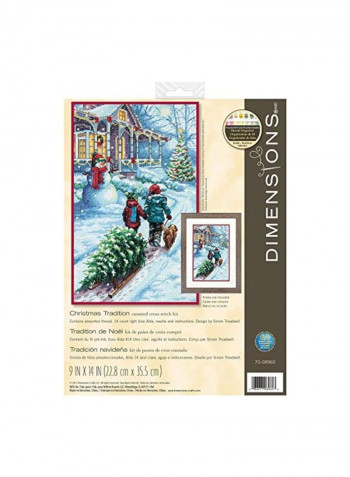 Christmas Tradition Counted Cross Stitch Kit White/Blue/Green