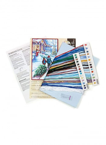 Christmas Tradition Counted Cross Stitch Kit White/Blue/Green