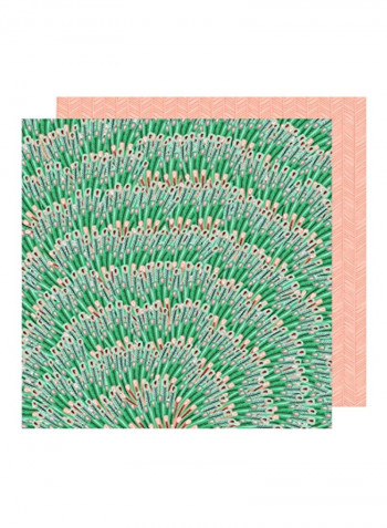 25-Piece Sunshine And Good Patterned Double-Sided Paper Green/Beige