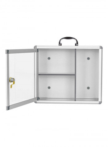 Mini Makeup Organizer Cabinet with Door Lock White/Grey