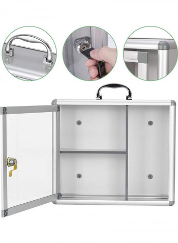 Mini Makeup Organizer Cabinet with Door Lock White/Grey