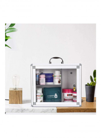 Mini Makeup Organizer Cabinet with Door Lock White/Grey