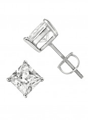 925 Sterling Silver Princess Cut Square Cubic Zirconia Stud Earrings