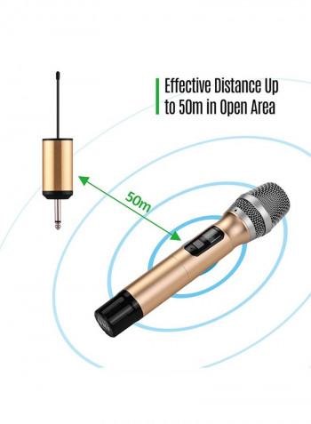2-Piece Portable UHF Wireless Microphone Set I-05917 Gold