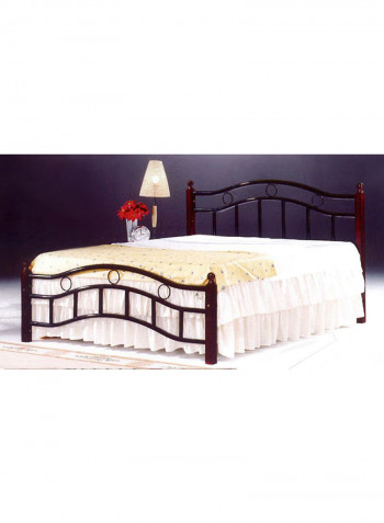 Wooden And Steel Bed Brown Queen