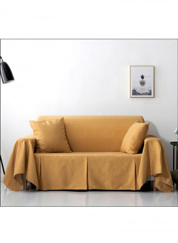 Solid Pattern Full Covered Sofa Slipcover Yellow 210 - 350centimeter