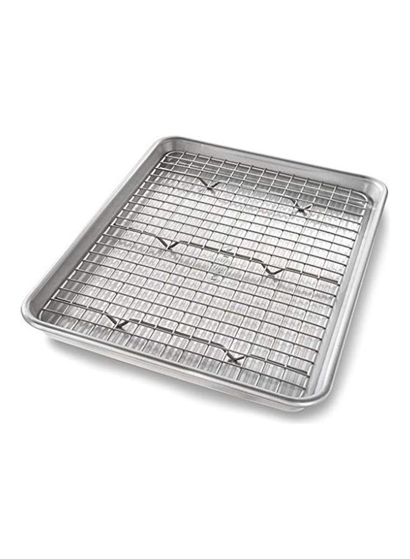 Baking Sheet Pan And Non-Stick Cooling Rack Silver 12.5inch