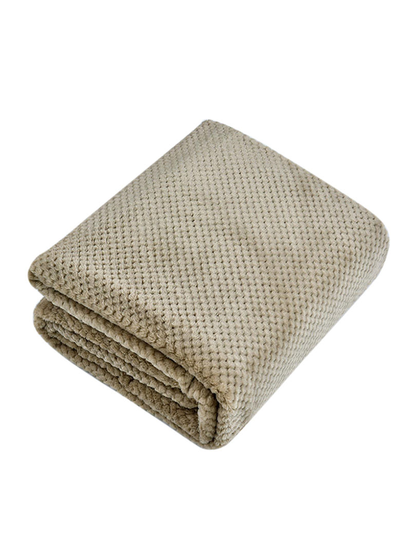 Solid Color Soft Warm Throw Blanket Polyester Beige 150x200centimeter
