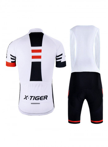 Text Print Cycling Jersey & Bib Shorts Set Multicolour