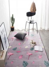 Flamingo Printed Anti-Skid Living Room Floor Mat Light Purple/Pink/Green 95 x 95centimeter