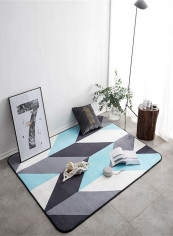 Geometric Pattern Anti-Skid Living Room Floor Mat Multicolour 95 x 95centimeter