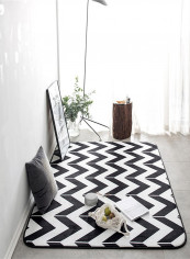 Wave Pattern Anti-Skid Living Room Floor Mat White/Black 95 x 95centimeter