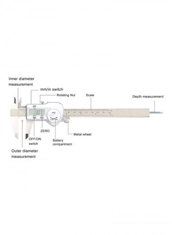 Digital Stainless Steel Caliper Silver/White 290x90millimeter