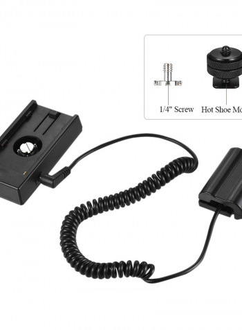 NP-F970 To EN-EL15 Dummy Battery Plate Mount Adapter Spring Cable Black