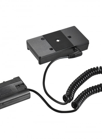 NP-F970 To EN-EL15 Dummy Battery Plate Mount Adapter Spring Cable Black