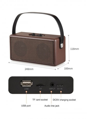 Portable Subwoofer Wooden Bluetooth 4.2 Speaker HPEDA00998401B Brown