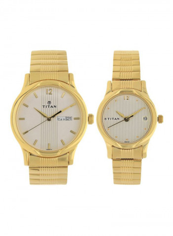 2-Piece Metal Round Analog Wrist Watch Set 15802490YM04