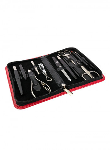 12-Piece Manicure Pedicure Grooming Set With Case Multicolour