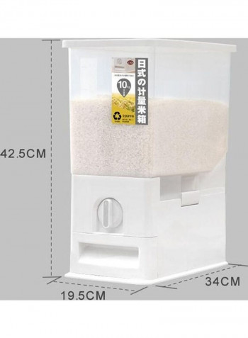 Leackproof Rice Barrel Container White/Clear 10kg
