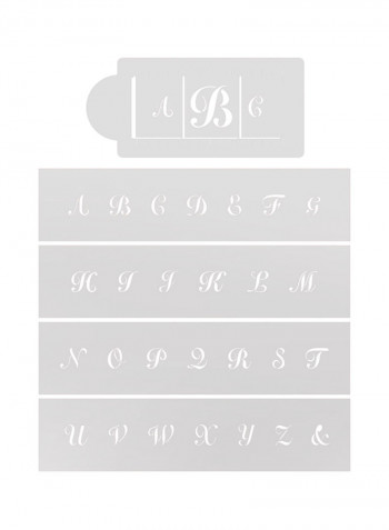 2-Piece Script Monogram Design Cake Stencils White 0.1 x 5 x 16inch