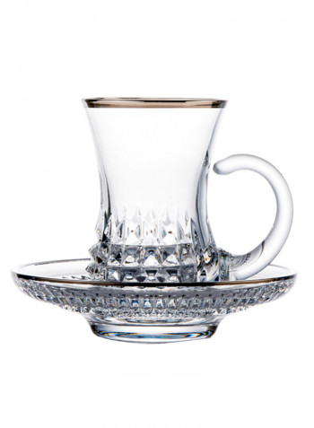 Diamond Tea Cup And Saucer Set Clear/Brown 87 x 108millimeter