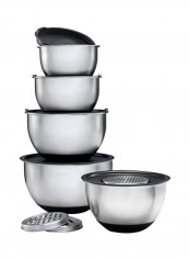 13-Piece Stainless Steel Mixing Bowl Set Silver/Black