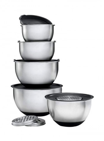 13-Piece Stainless Steel Mixing Bowl Set Silver/Black