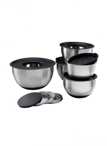 13-Piece Stainless Steel Mixing Bowl Set Silver/Black