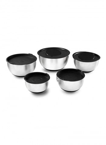 13-Piece Stainless Steel Mixing Bowl Set Silver/Black