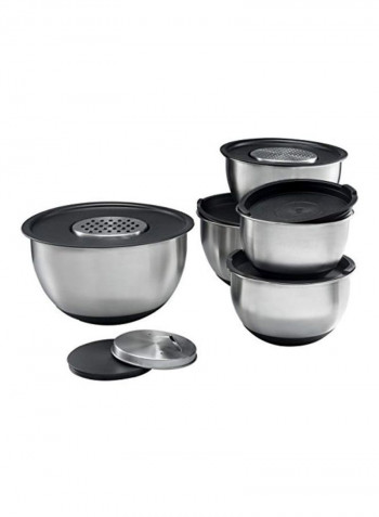 13-Piece Stainless Steel Mixing Bowl Set Silver/Black