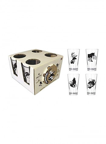 4-Piece Animal Paw Printed Glass Set Clear