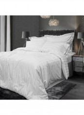 3-Piece King Size Comfort Duvet Insert Stripe with Pillow Cotton White 240 x 260cm